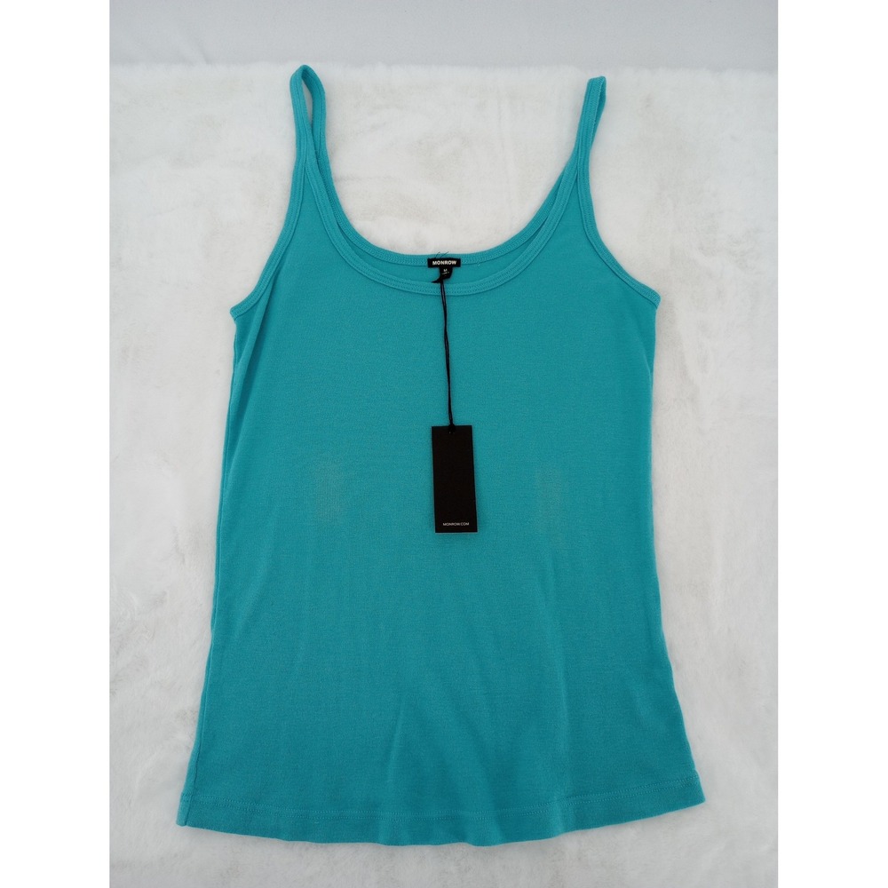 Monrow Tank Top Women Size M Blue Cotton Modal Ribbed NWT HT1200-1